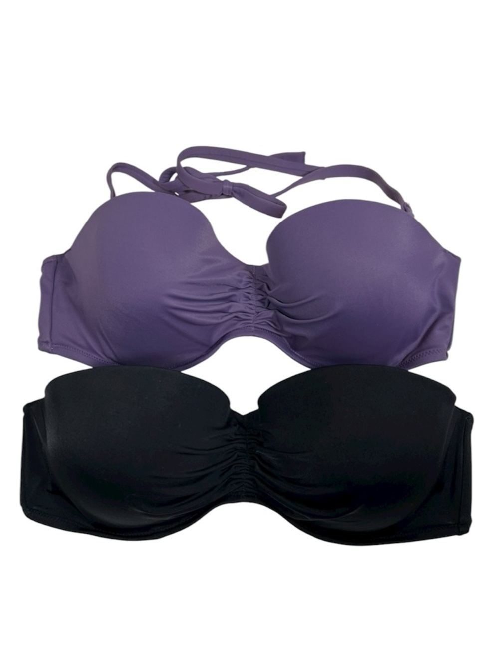 Victoria’s Secret Purple & Black Strapless Bandeau Bikini Top Bundle Size 36D